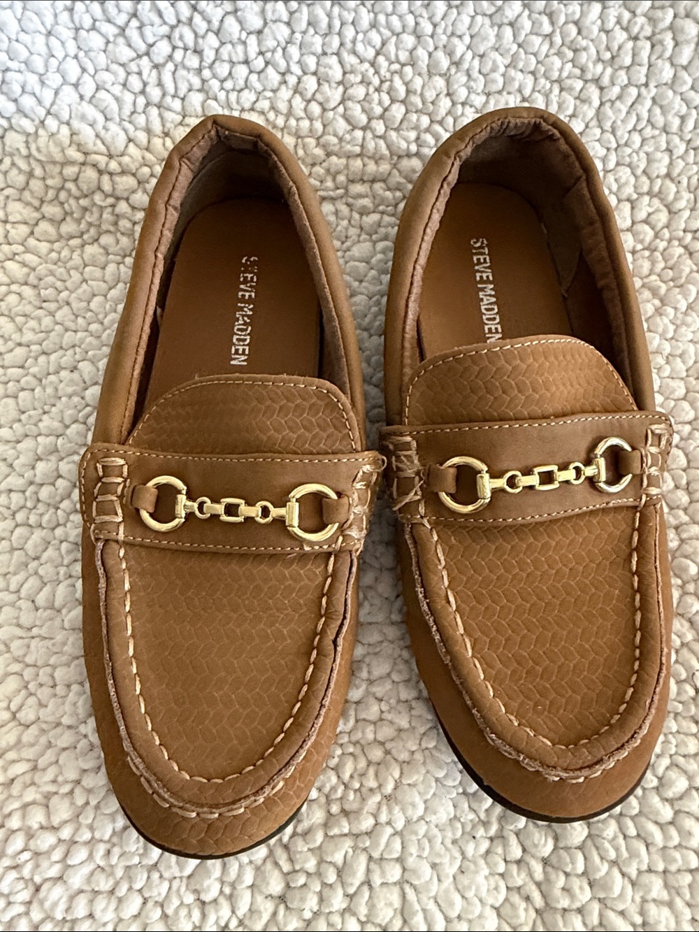 Steve Madden Brown Leather Bit Loafers for kids size 2